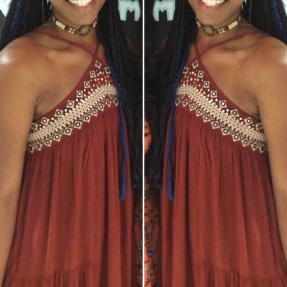 COPY - American Eagle Embroidered Halter Strap Dress - Picture 2 of 3